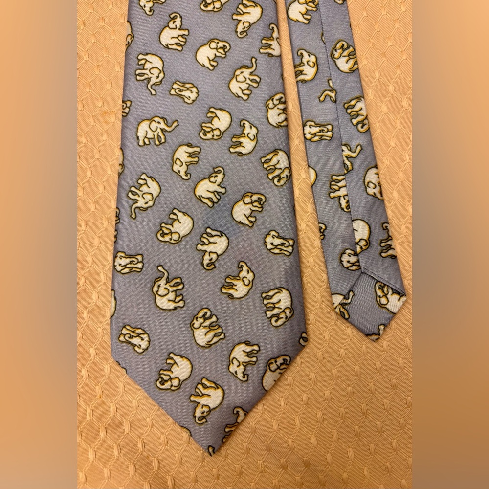 Men's Thai Silk Elephant Design 100% Hand Work Tie